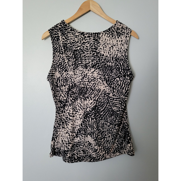 Ellen Tracey Women's Black Tan Sleeveless Drape Neck Top Size M - Picture 5 of 5